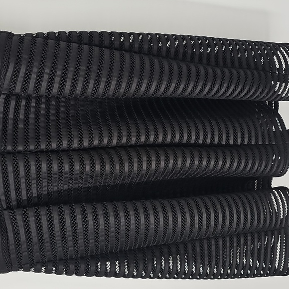 R&K Black Fit&Flare Sheer Eyelet Striped Overlay Sleeveless Cocktail Dress - Picture 10 of 14